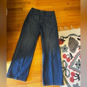 Reformation Dark Blue Flare Jeans - Button Up